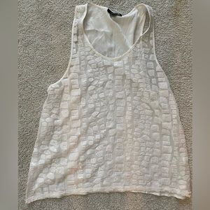 Sequin detailed white tank top